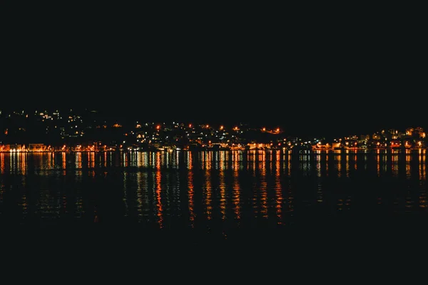 Vista Cidade Noturna Luzes — Fotografia de Stock