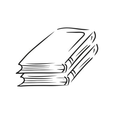 Set of two books isolated on white background. Hand drawn vector sketch illustration. Engraved design. School study equipment. Vintage non fiction liturature, diary