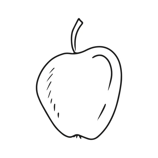 Black Vintage Hand Drawn Engraved Illustration Apple Isolated White Background — Image vectorielle