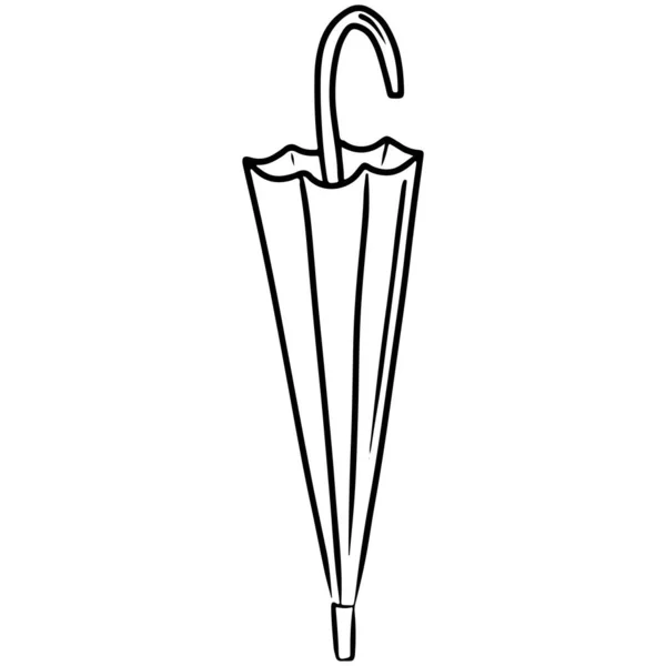 Closed Stick Umbrella Hand Drawn Vector Illustration Isolated White Background — Stockvector