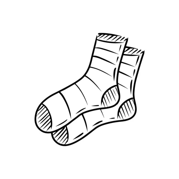 Warm Knitted Cozy Socks Hand Drawn Vector Illustration Isolated White — Stok Vektör