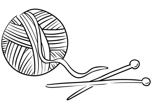 Aiguilles Jarn Pour Tricoter Croquis Noir Isolé Sur Fond Blanc — Image vectorielle