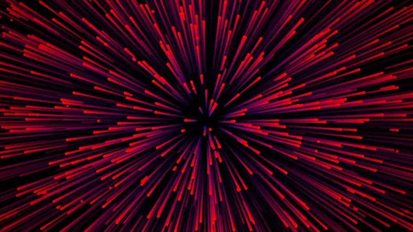 Explosion circulaire de particules. Strabust rouge avec bruit dans l'univers. Fond abstrait de flux de données pour événement, fête, carnaval, célébration ou autre. rendu 3D. — Photo