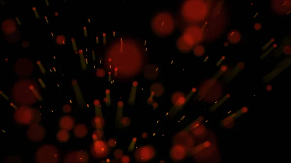 Abstract dark backtop with fire flying sparks. Burning embers glowing flying away particles over black background. Bonfire in motion. Burning red particles. 3d rendering. — Stock Fotó