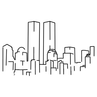 New York şehri doğrusal olarak. Manhattan 'ın karalaması. Vatanseverlik günü ABD. 11 Eylül