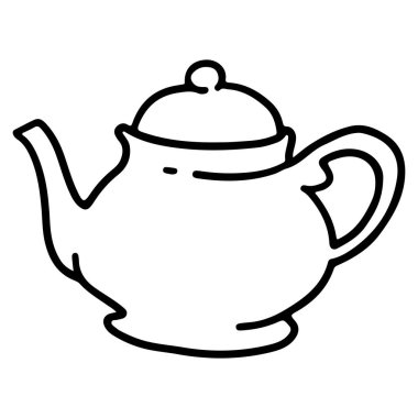 Çaydanlık karalanıyor. El yapımı çaydanlık. Çizim biçimi.