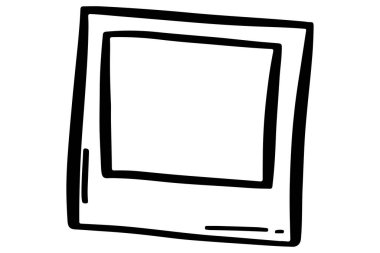 Robot resimdeki fotoğraf çerçevesi. Resim çerçevesi çizilmiş. El çizimi fotoğraf kutusu. Satır sanatı