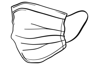 El yapımı şeffaf tıbbi maske. Robot resimdeki yüz maskesi. Çizgi film biçimi