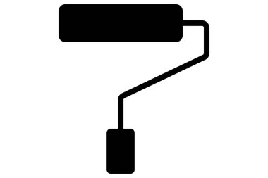 Boya silindiri. Boya fırçası siyah. Resim için paten sembolü.