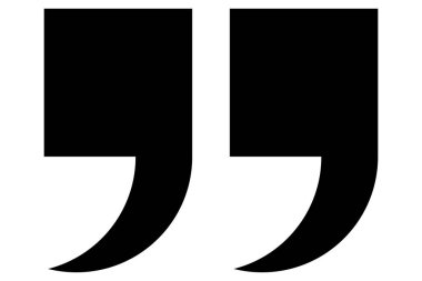 Tırnak işareti. Siyah virgül sembolü. Alıntı sembolü.