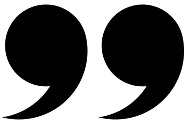 Tırnak işareti. Siyah virgül sembolü. Alıntı sembolü.