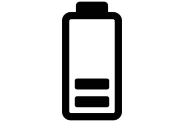 Telefon bataryası. Mobil batarya siyah. Güç sembolü. Toplayıcı seviyesi.