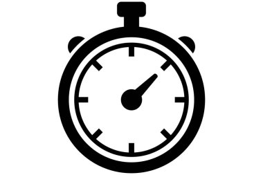 Siyahlı kronometre. Zamanlayıcı sembolü. Ana hatlı kronometre. Alarm resim grafiği.