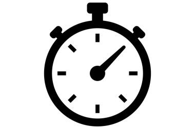 Siyahlı kronometre. Zamanlayıcı sembolü. Ana hatlı kronometre. Alarm resim grafiği.