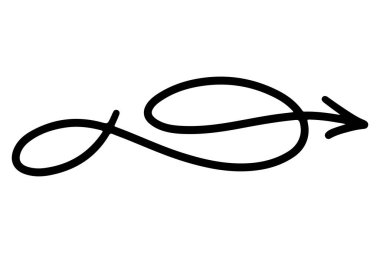 Elle çizilmiş ok. Kara ok karalama yapıyor. El çizimi yön imleci. El yazısı ok işareti