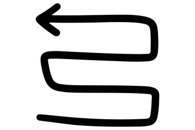 Elle çizilmiş ok. Kara ok karalama yapıyor. El çizimi yön imleci. El yazısı ok işareti