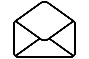 Posta zarfı. Şeffaf zarf simgesi. E- posta adresi kodu. Harf sembolü.