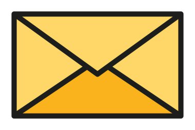 Posta zarfı. Sarı zarf simgesi. E- posta adresi kodu. Harf sembolü.