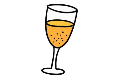 Elle çizilmiş şampanya kadehi. Clipart cam ikonu. Şampanya karalama tarzında..