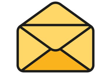 Posta zarfı. Sarı zarf simgesi. E- posta adresi kodu. Harf sembolü.