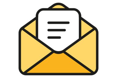 Posta zarfı. Sarı zarf simgesi. E- posta adresi kodu. Harf sembolü.