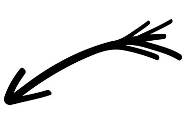 Elle çizilmiş ok. Kara ok karalama yapıyor. El çizimi yön imleci. El yazısı ok işareti