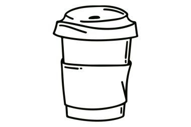 Kupa karalama. El çizimi tarzı. Çizimde bir fincan kahve..