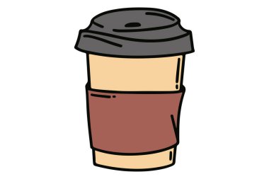 Kupa karalama. El çizimi tarzı. Çizimde bir fincan kahve..