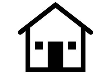 Ev ikonu. Kabartma ev resmi. Emlak sembolü. Ev işareti siyah.