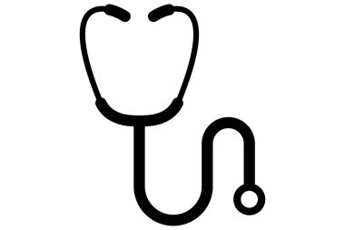 Steteskop ikonu. Tıbbi alet. Sağlık sembolü. Stetoskop resmi siyah..