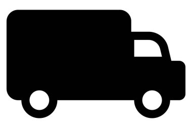 Lorry ikonu. Teslimat sembolü. Siyahlı kamyon ikonu. Araba işareti