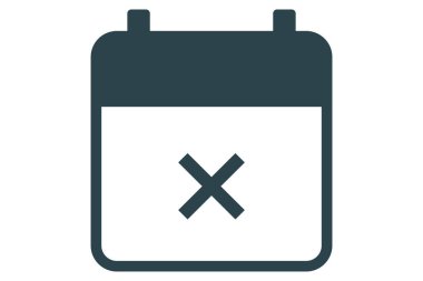 Çapraz takvim simgesi. Takvim ve çapraz işareti.