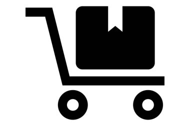 Kutu ikonlu bir araba. Teslimat sembolü. Nakliye kutusu ve tramvay..