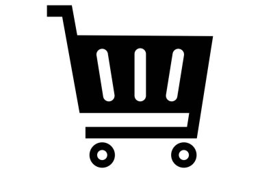 Glyph araba ikonu. Tramvay alışverişi. Alışveriş arabası. Trolley sembolü siyah