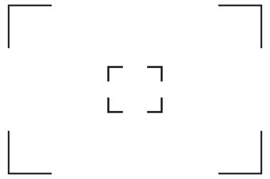 Görüntü bulucu çerçevesi. Kamera odaklı çerçeve. Şeffaf görünüm bulucu modeli