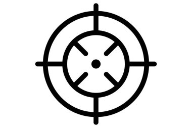 Hedef simgesi. Silah odaklı siyah. Keskin nişancı sembolü. Hedef çember. Özet biçimi