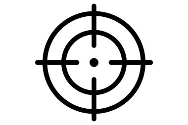Hedef simgesi. Silah odaklı siyah. Keskin nişancı sembolü. Hedef çember. Özet biçimi