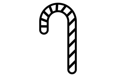 Noel şekeri. Ana hatlarıyla şeker kamışı. Xmas lolipopu. Siyah çizgili Noel bastonu