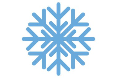 Kar tanesi ikonu. Geometrik kar tanecikleri mavi renkte. Düz kar silueti