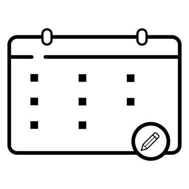 Takvim simgesi. Kalem simgesiyle takvim. Çizgi resim grafiği