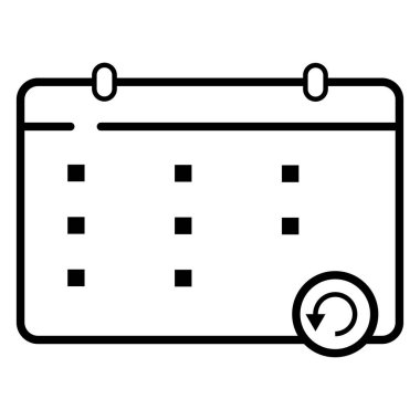 Takvim simgesi. Ok simgesiyle takvim. Çizgi resim grafiği