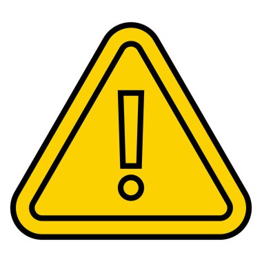 Üçgende uyarı işareti. Sarı uyarı ikonu. Ünlem sembolü. Ünlem işaretli sarı üçgen.