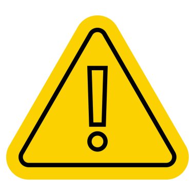 Üçgende uyarı işareti. Sarı uyarı ikonu. Ünlem sembolü. Ünlem işaretli sarı üçgen.