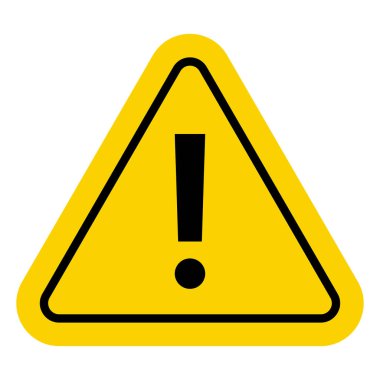 Üçgende uyarı işareti. Sarı uyarı ikonu. Ünlem sembolü. Ünlem işaretli sarı üçgen.