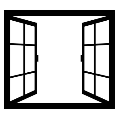 Şeffaf pencere simgesi. Pencereyi siyah olarak aç. Özet biçimi