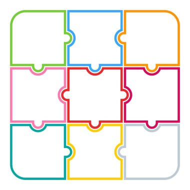 Yapboz mozaiği dairede. Şeffaf bulmaca sembolü. Renkli yapboz oyunu