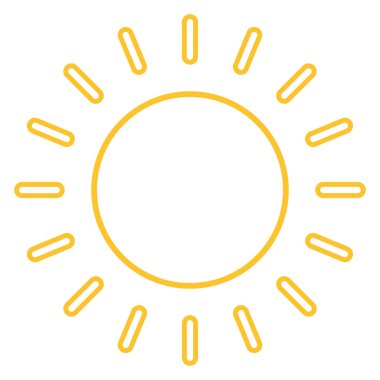 Güneş ikonu. Düz güneş patlaması. Şeffaf güneş sembolü