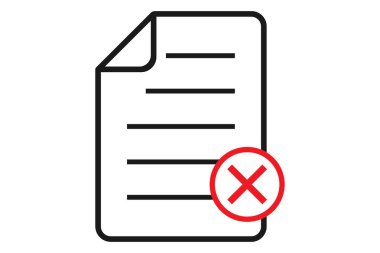 Kızıl haçlı dosya simgesi. Belge sembolü. Çapraz işareti olan dosya