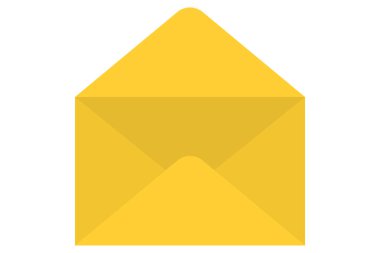 Posta zarfı. Sarı zarf simgesi. Posta sembolü düz.