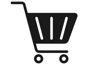 Alışveriş arabası ikonu. Trolley sembolü. Siyah araba..